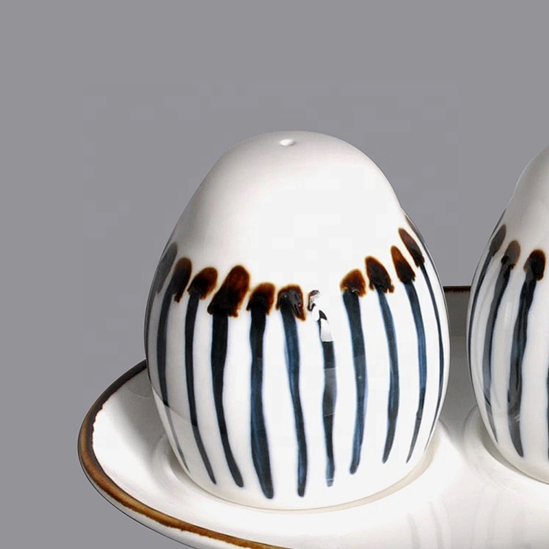 custom made cheap personalized restaurant hotel ceramic salt and pepper shaker set