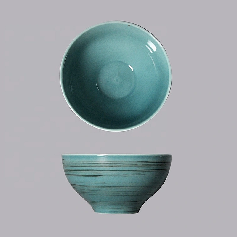 small japanese Nordic blue round porcelain restaurant salad curry ceramic soup bowls