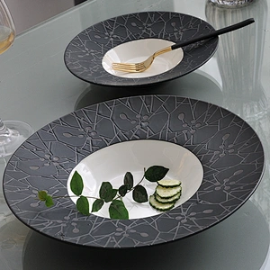 P&T Royal Ware, Black color plates, Unique pasta plates for restaurant use