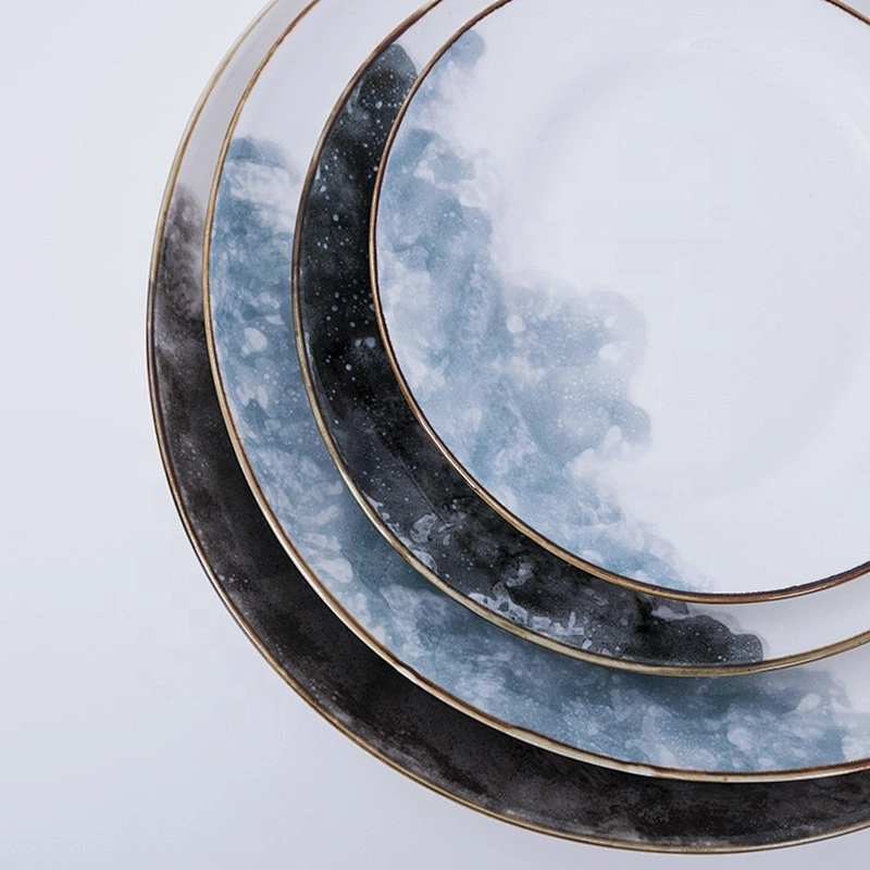 chaozhou manufacturer wholesale wide edge restaurant porcelain ceramic dinner plate