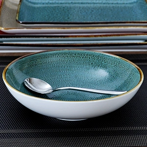 Smooth Glaze Table Top Tableware, China Hotel Under Glaze Blue Ceramic Plate Soup Plate