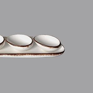 custom glazed restaurnat hotel porcelain ceramic sauce snack bowl with plate