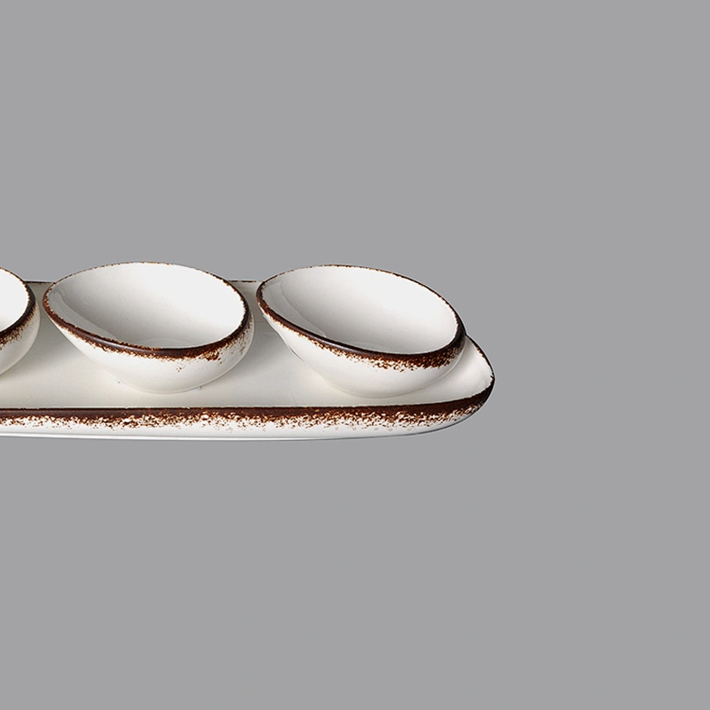 custom glazed restaurnat hotel porcelain ceramic sauce snack bowl with plate
