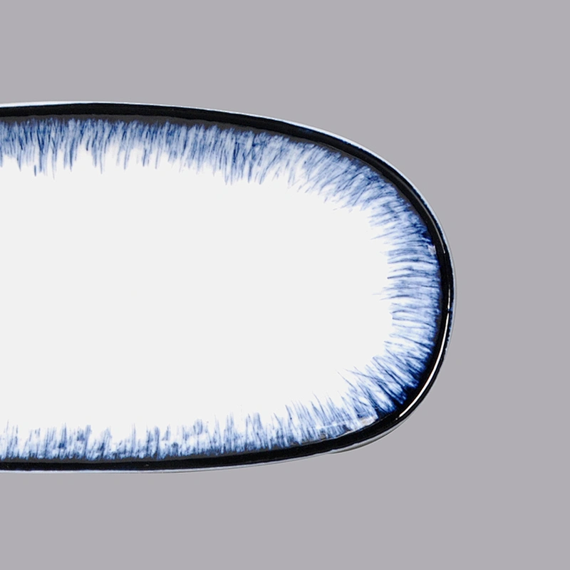 Restaurant Tableware Factory Wholesale Oval Ceramic Napkin towel dish plate
