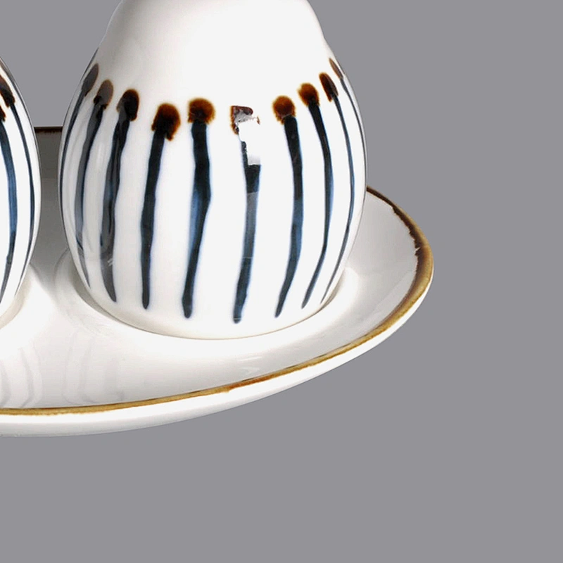 custom made cheap personalized restaurant hotel ceramic salt and pepper shaker set
