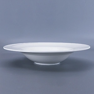 P&T Royal Ware custom elegant white round embossed ceramic restaurant soup plate