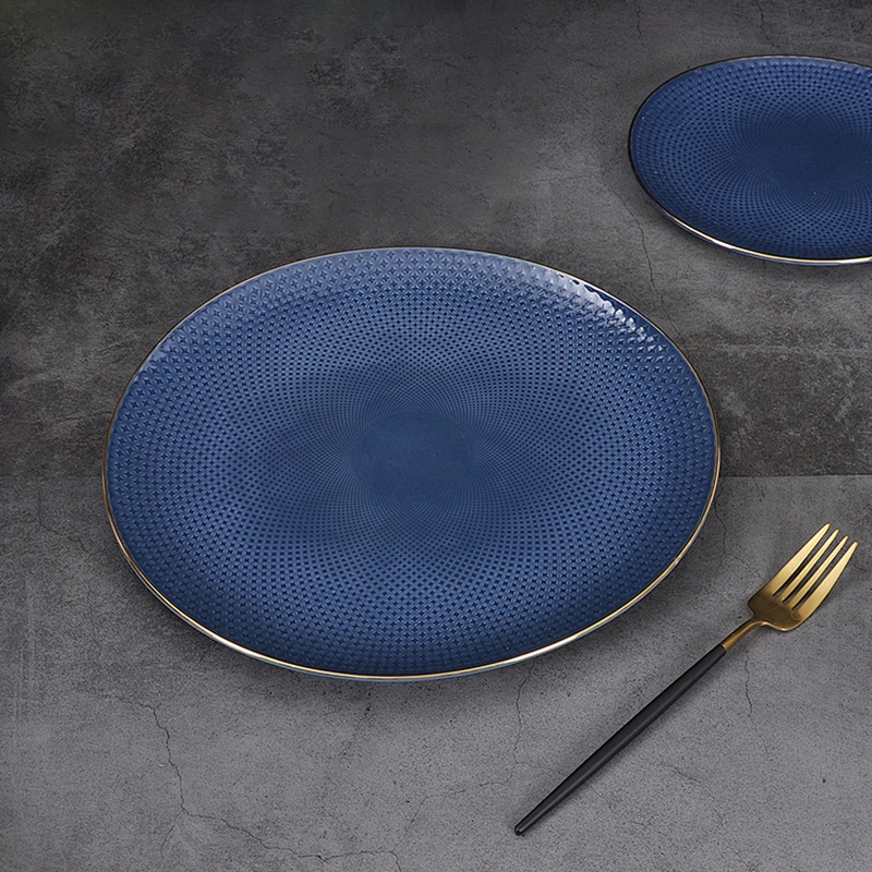 Hotel supplies porcelain eco-friendly dinnerware sets luxury bone China plate, gold rim plates porcelain