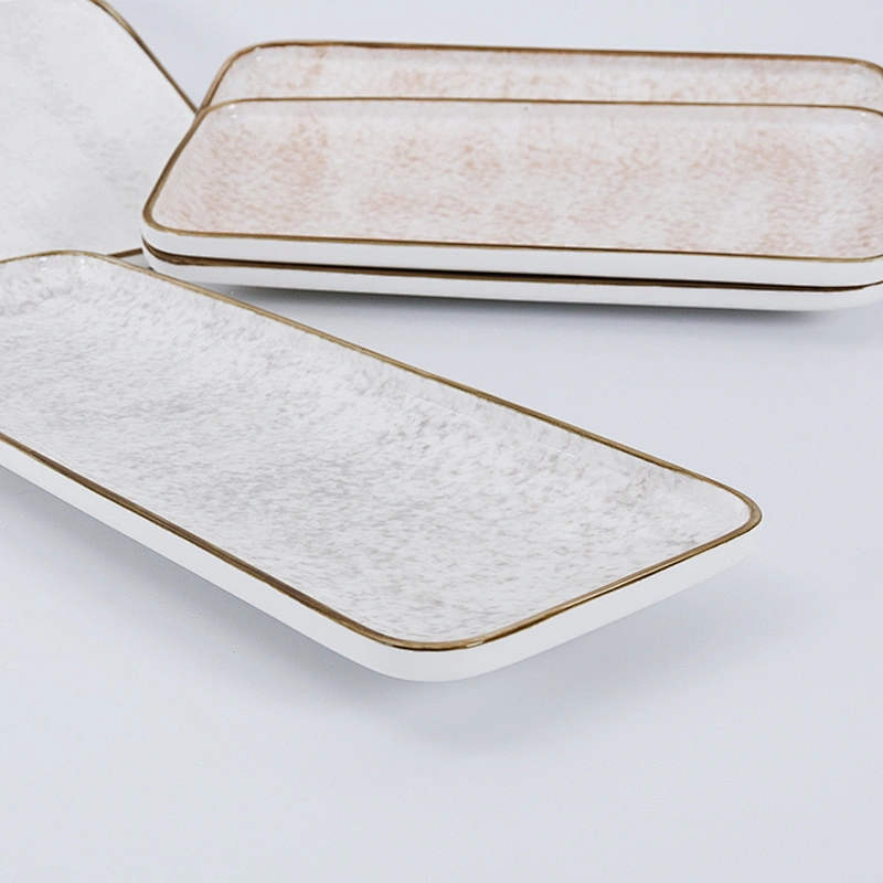 Nordic Restaurant Porcelain Flat Rectangular Ceramic Plates for Dessert Fruit Sushi
