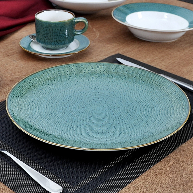 Wholesale China Hotel Grey Ceramic Plate,  Porcelain Plate For Restaurant Cermacial~