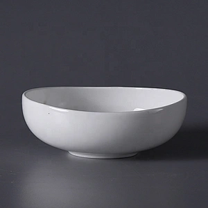 wholesale restaurant hotel dinnerware ceramic european style oval plain white bone china bowl