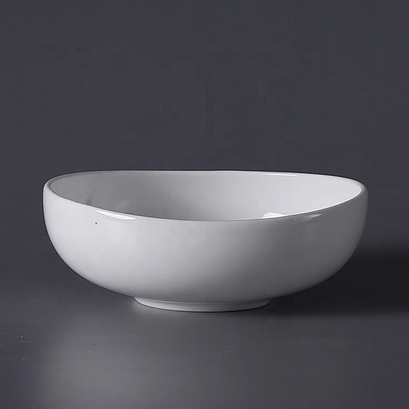 wholesale restaurant hotel dinnerware ceramic european style oval plain white bone china bowl