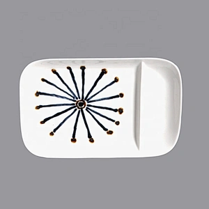 good design microwave safe japanese white 2 compartment rectangle snack tapas dish ceramic divided plate