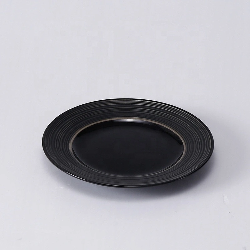 unique round restaurant porcelain black dinner ware sets ceramic dinner plates for catering