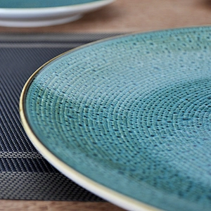 Chaozhou Factory Wholesale Blue Ceramic Plate,Smooth Flat Porcelain Dinner Plates