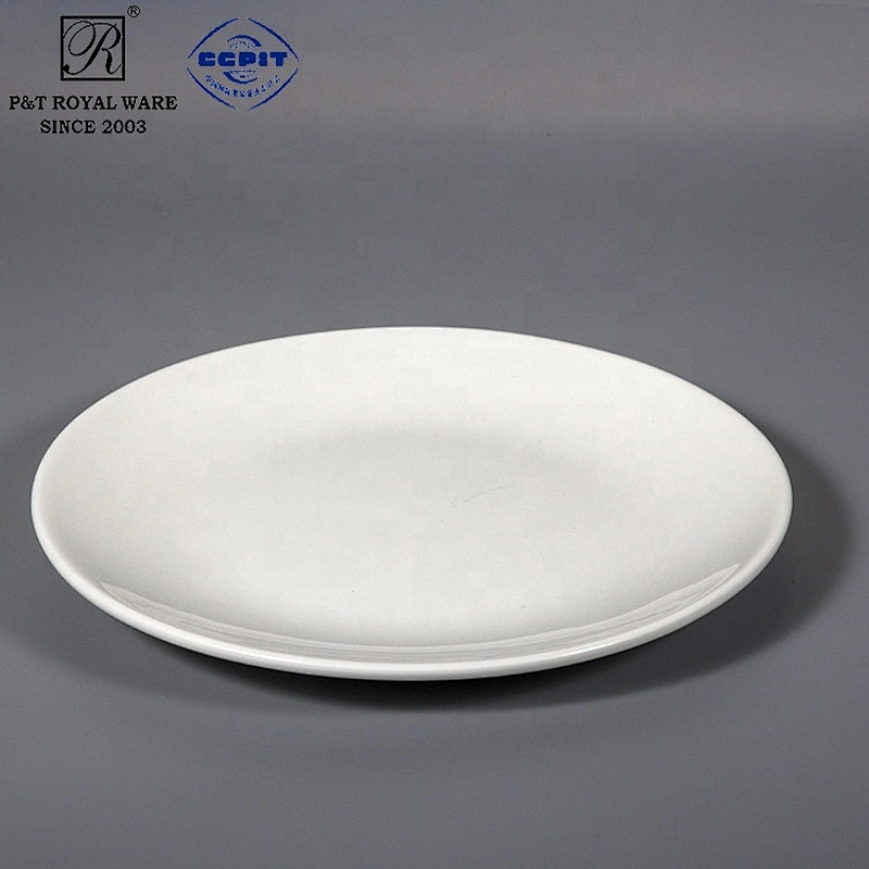 chaozhou manufacturer wholesale 11 inches hotel used white ceramic dinner plate for weddings