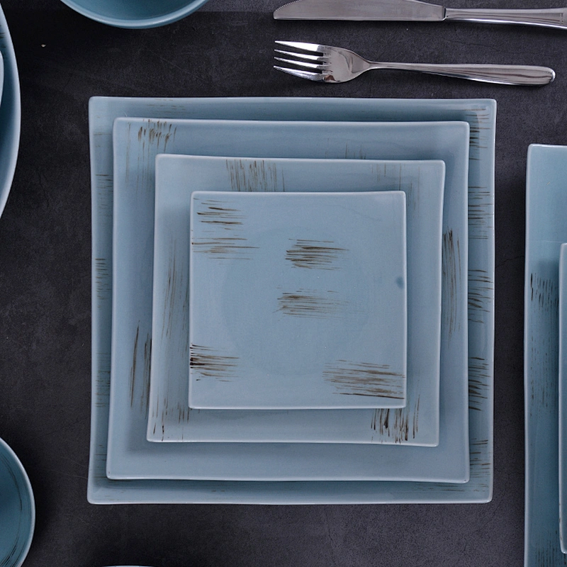 Exquisite Tableware Ceramic Japanese porcelain Square Plate Round Ceramic Rustic Porcelain Ceramic Plates
