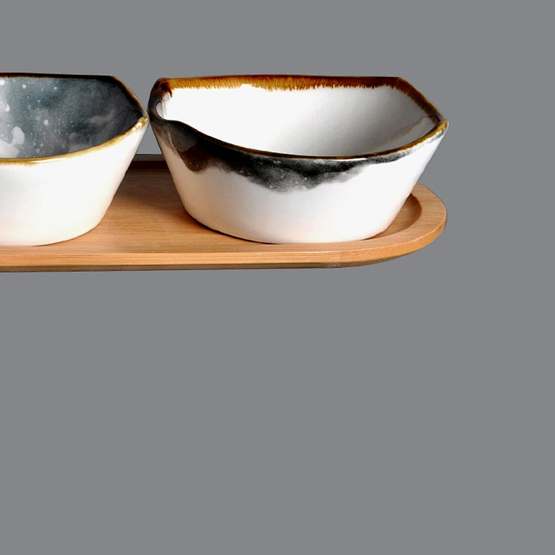 porcelain small catering serving ceramic snack appetizer fruit dessert sauce bowl with wooden tray