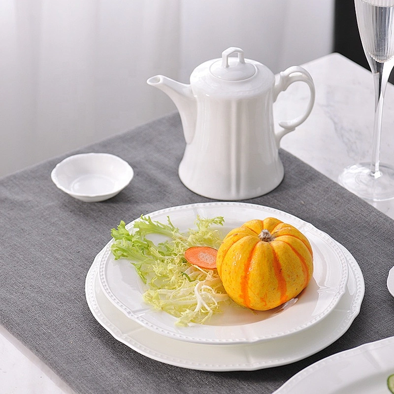 manufacturer wholesale custom hotel chinaware bone china embossed porcelain dinner plate