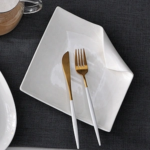 China supplier white tableware wholesale square porcelain ceramic dinner plates set for wedding