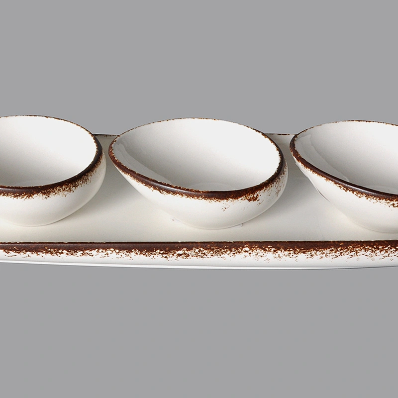 custom glazed restaurnat hotel porcelain ceramic sauce snack bowl with plate