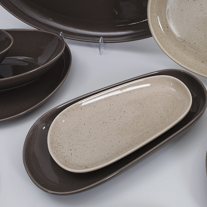wholesale elegant brown restaurant tableware china ceramic dinnerware sets