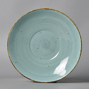 P&T unique design fine durable porcelain dinner set, color with spot on glaze round soup plate dinnerware porcelain