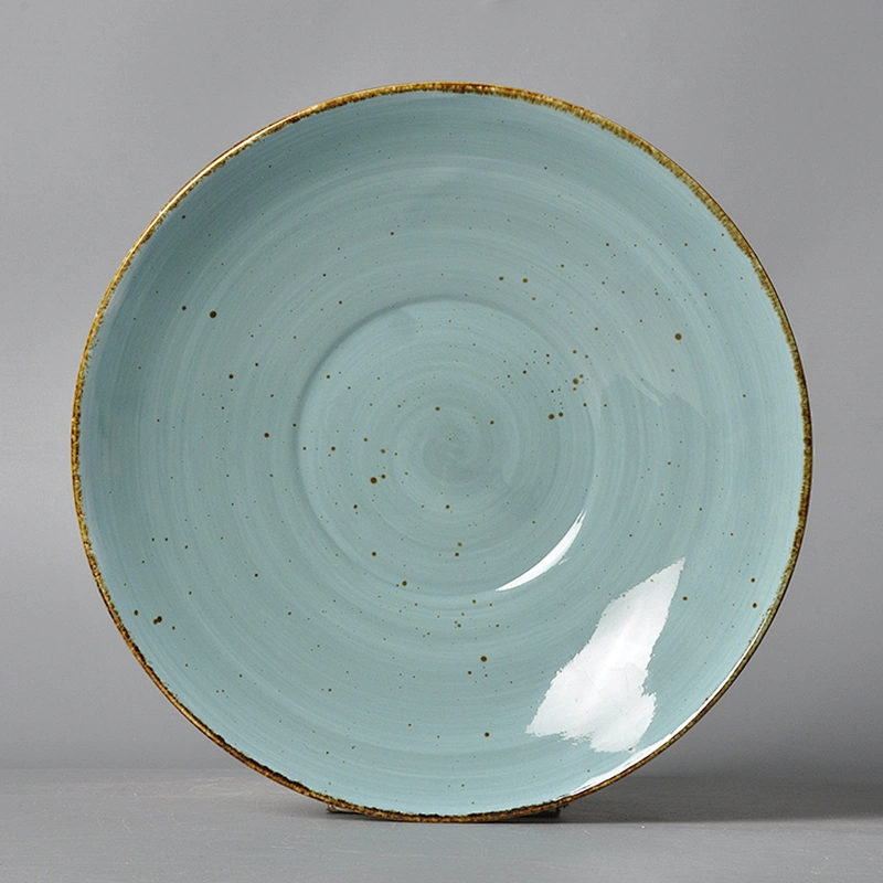 P&T unique design fine durable porcelain dinner set, color with spot on glaze round soup plate dinnerware porcelain