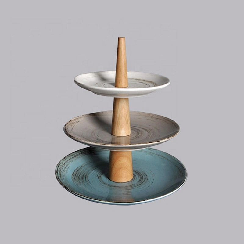Serving Display Stand restaurant ceramic Porcelain three layers fruits dessert cake holder dishes plates