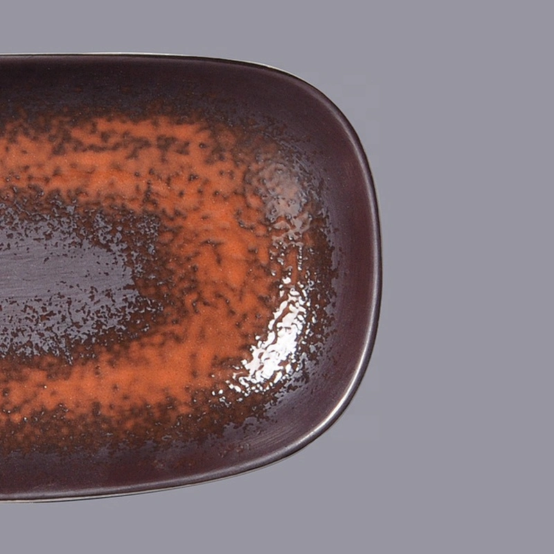 wholesale rectangular white brown matte rust glazed ceramic porcelain towel tray