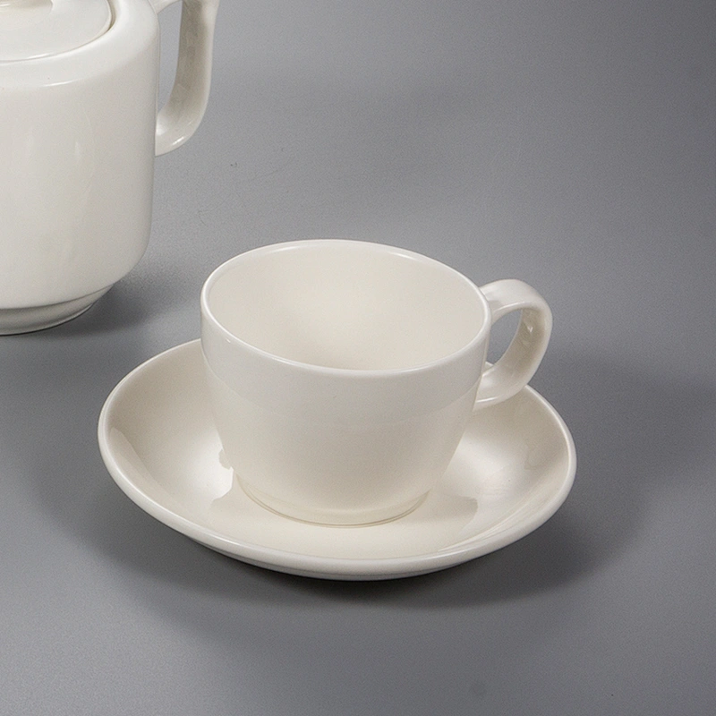 wholesale custom hotel restaurant porcelain tea saucer sets ceramic coffee cup sets