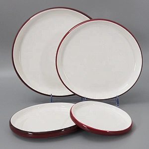 Manufacturer Modern Nordic Style Red White Flat Restaurant Dinner Plate Set