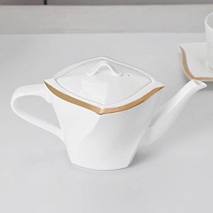 P&T Luxury Gold Plated Coffee set Ceramic Tea Pot, Royal Bone China Classic Coffee and Tea Set