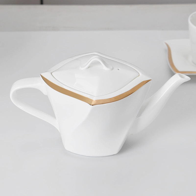 P&T Luxury Gold Plated Coffee set Ceramic Tea Pot, Royal Bone China Classic Coffee and Tea Set