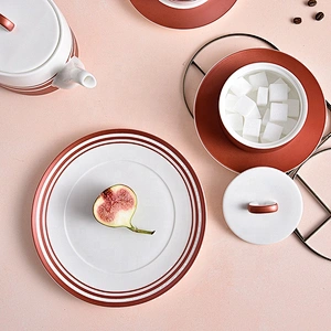 P&T Royal Ware bone china factory luxurious western style  hotel restaurant catering ceramic dinner set catering dinnerware set