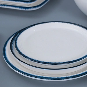 On Glaze White Table Top Tableware 8 Inch Porcelain Dessert Plate