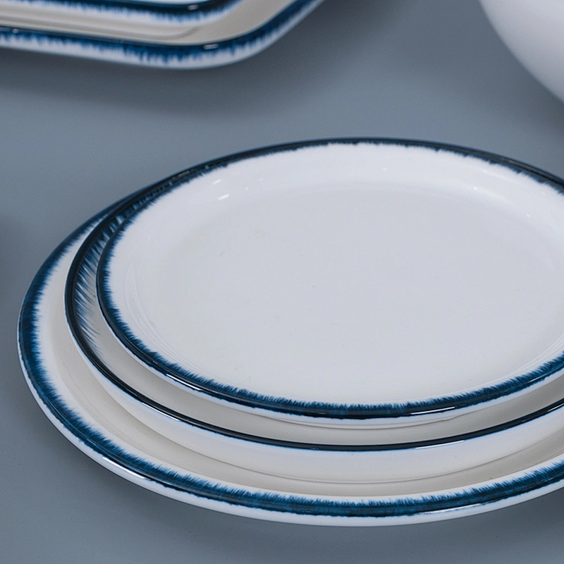 On Glaze White Table Top Tableware 8 Inch Porcelain Dessert Plate