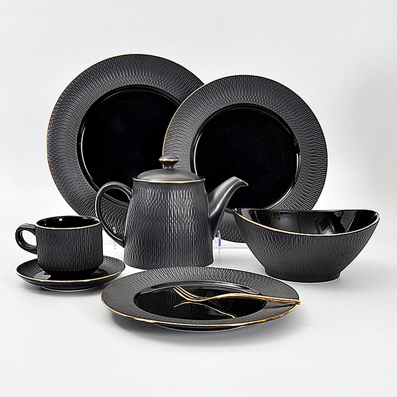 Factory China Wholesale Tea Cups Sets Restaurant Coffee Cup Ceramic Tea Set Matte Black Cups Set