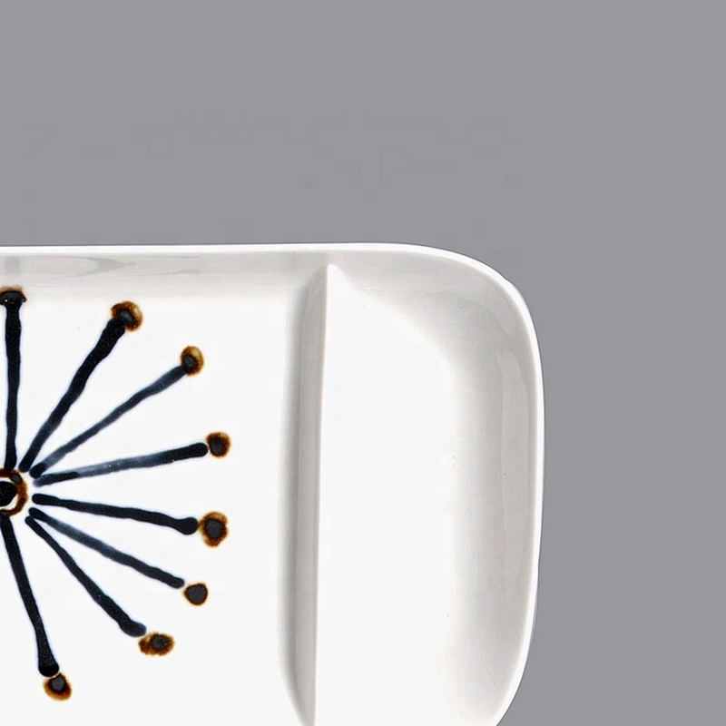 good design microwave safe japanese white 2 compartment rectangle snack tapas dish ceramic divided plate