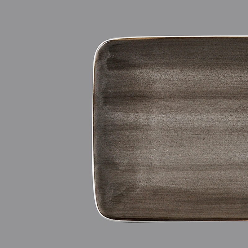 Wholesale grey porcelain restaurant steak dessert ceramic rectangular plates