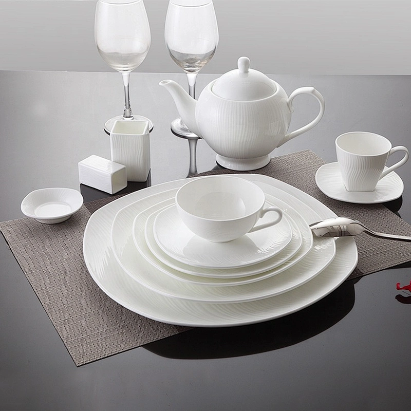 bone china factory Modern design handle ceramic dinnerware coffee pot white color porcelain teapot set