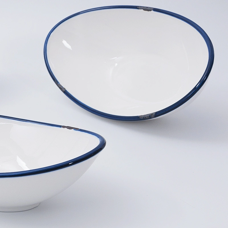 Oem Stock Ingots Shape Tableware Tapas Snack Salad Ceramic Bowl