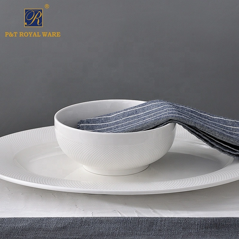 New product 2020 hotel restaurant banquet white porcelain dinner set hall crockery dinnerware sets