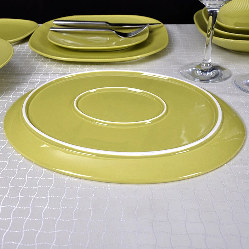 Nordic Simple Dinnerware Porcelain Eco-friendly Oval Green Ceramic Plates