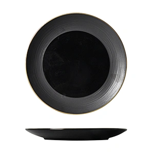 P&T Royal Black Hotel High Scale Deep Ceramic Dinner Plate for Weddings