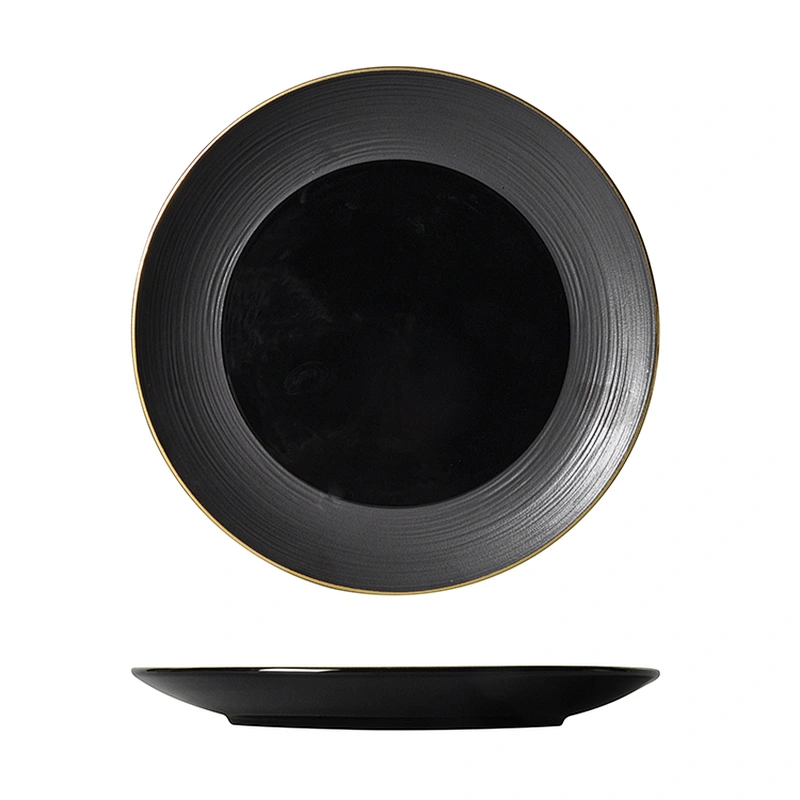 P&T Royal Black Hotel High Scale Deep Ceramic Dinner Plate for Weddings