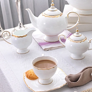 luxury european style high-grade gold rim bone china tableware sets dinnerware