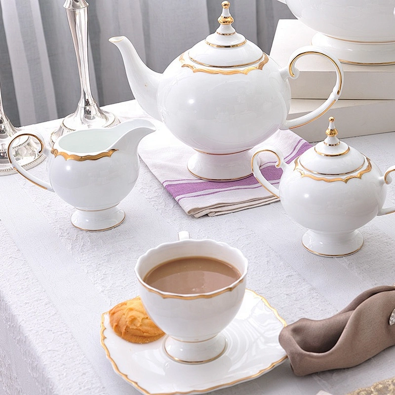 luxury european style high-grade gold rim bone china tableware sets dinnerware