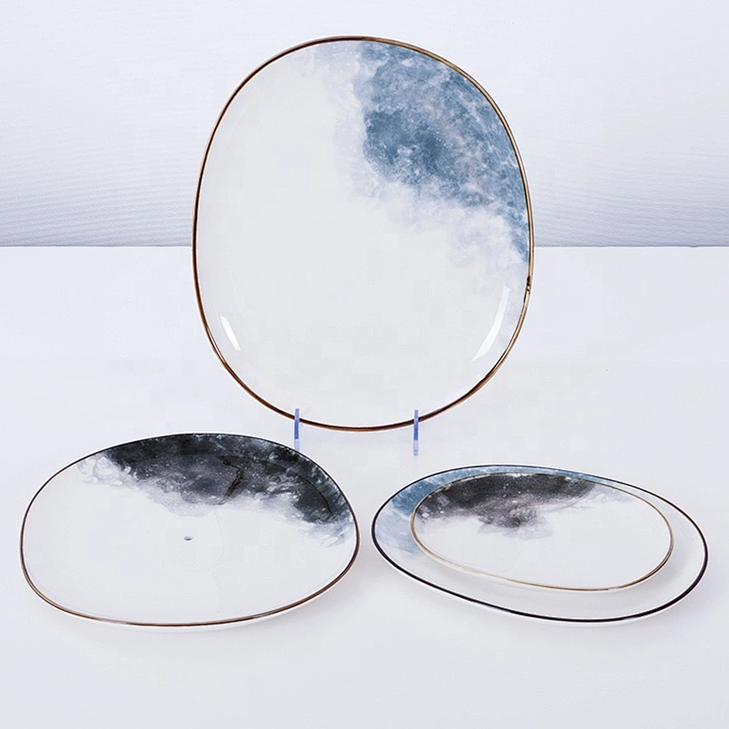 manufacturer nordic hotel restaurant tableware irregular ceramic plates for steak meat