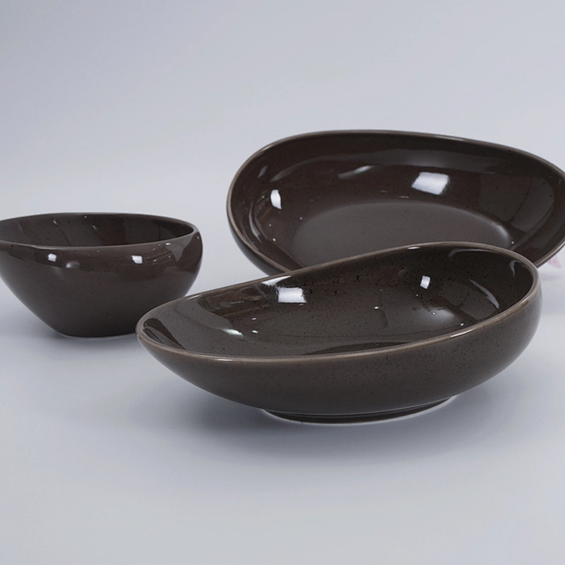 wholesale restaurant hotel crockery dinnerware porcelain oval ceramic deep plate
