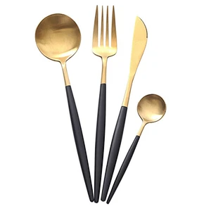 Wholesale cutlery stainless steel knife and forks Vintage gold cutlery for wedding banquet